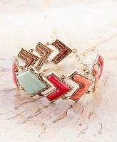 Barse Tapestry Genuine Turquoise Multi Stone Golden Bronze Arrows Link Bracelet