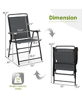 Sugift 4 Pieces Portable Outdoor Folding Chair with Armrest