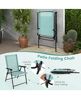 Sugift Patio Dining Chair Set of 2 with Armrests and Metal Frame