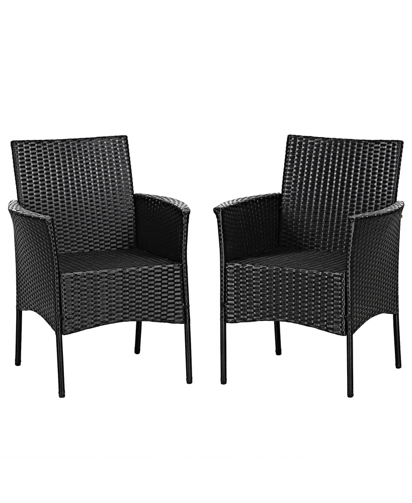 Sugift 2 Pieces Patio Wicker Chairs with Cozy Seat Cushions