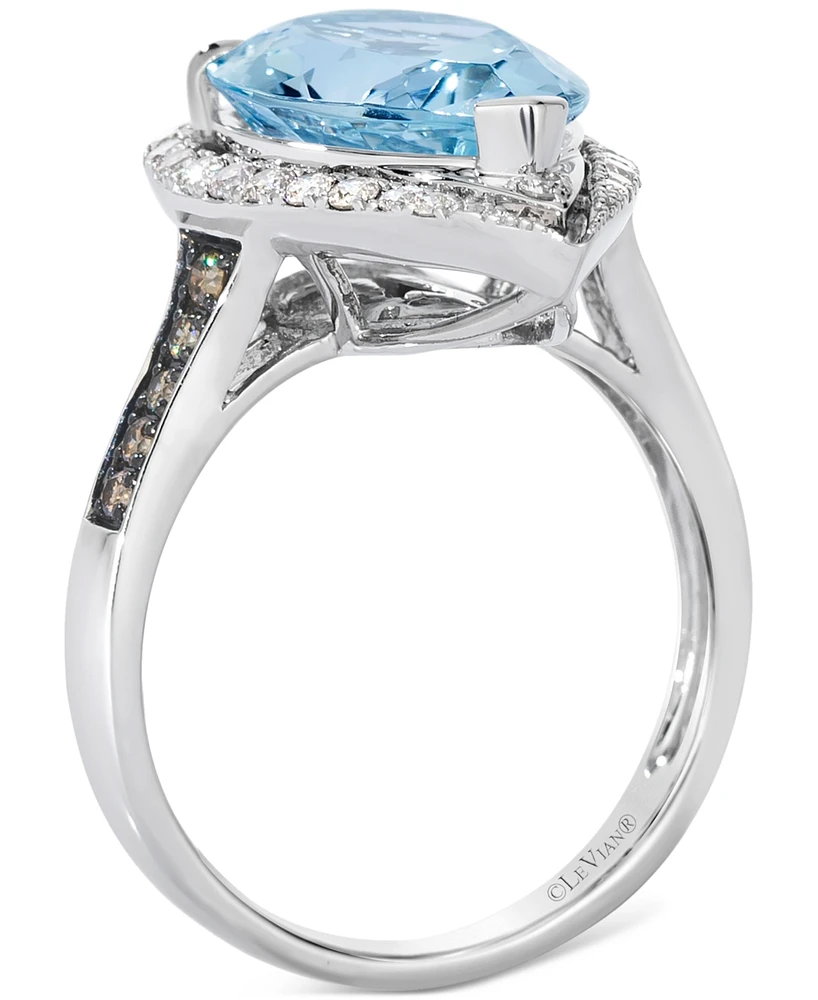 Le Vian Sea Blue Aquamarine (4-1/4 ct. t.w.) & Diamond (3/8 ct. t.w.) Pear-Shape Statement Ring in 14k White Gold