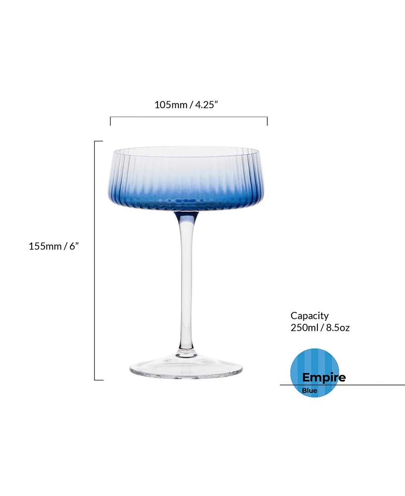 Anton Studio Designs Empire Blue Champagne Coupes, Set of 2