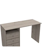Nemocon 3 Drawer Computer Desk With 1-Open Storage Shelf, Light Gray