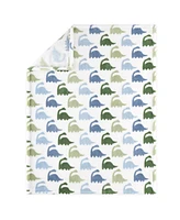 The Peanutshell Blue Dino 5 Piece Crib Bedding Set for Baby Boys, Nursery Set with Blanket