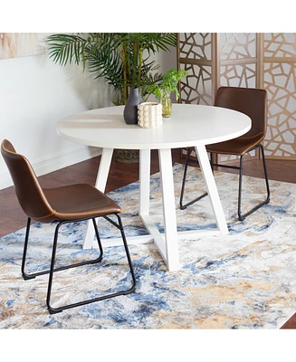 3-Piece Round Dining Set, Trestle Dining Table with 2 Stylish Chairs