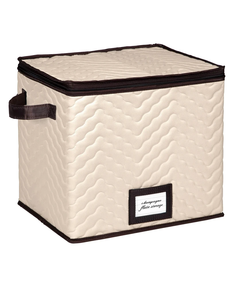 Florida Brands Wine Glass Storage Box with Dividers - Holds 12 Champagne Flute Glasses up to 10" Tall
