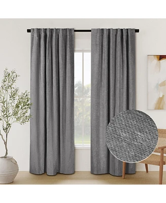 Chenille Solid Room Darkening Back Tab Curtain Panel
