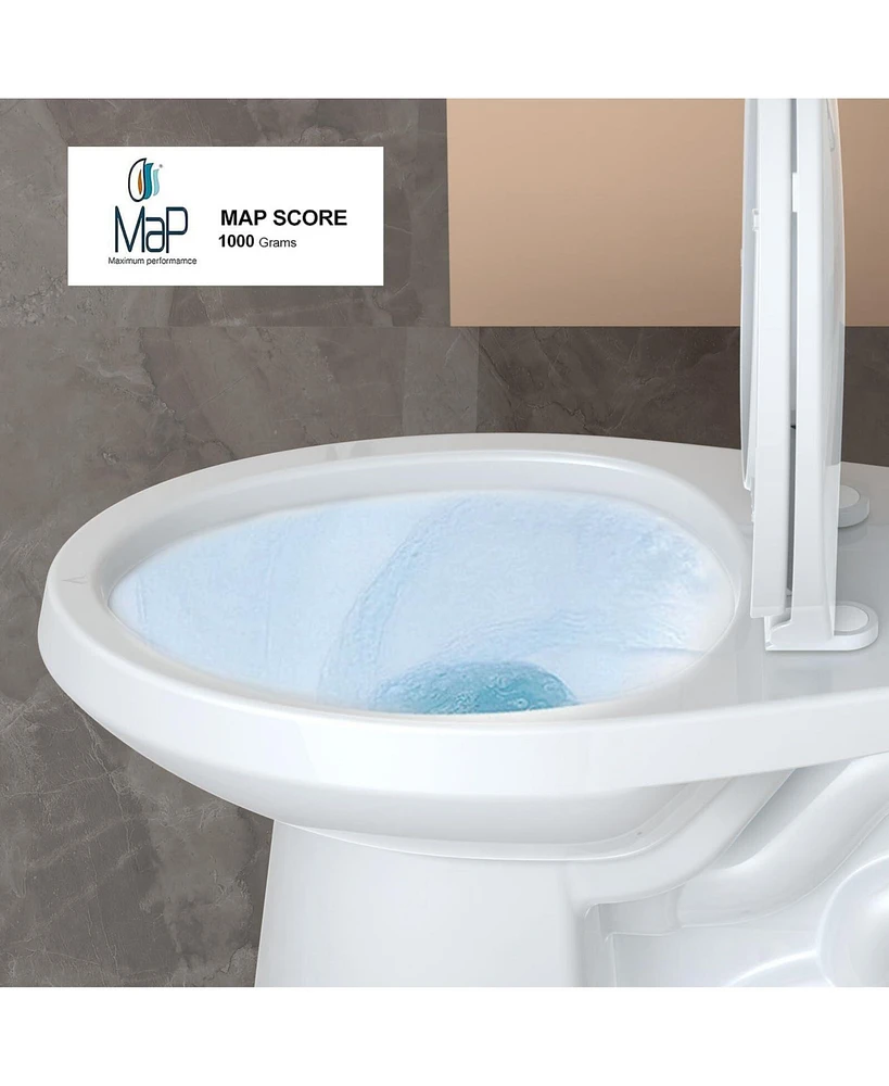 gaomon Two-Piece Elongated 1.28 Gpf Siphonic Flush Toilet with Soft Close Seat, Universal Height Ada Cotton (Toilet Seat Included)