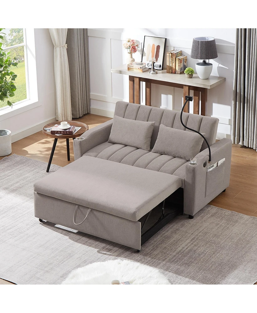 Adjustable Sofa Bed with Usb Ports and Side Pockets