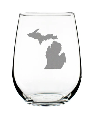 Bevvee Michigan State Map Stemless Wine Glass