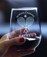 Bevvee Causing a Racket Stemless Wine Glass