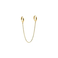 Solid Double Chain Huggie Earring 14K