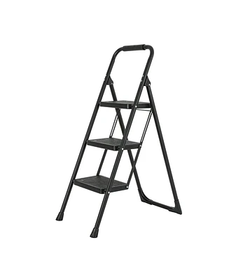 3 Step Ladder Portable Folding Ladder Stool for Adults with Wide Anti-Slip Pedal