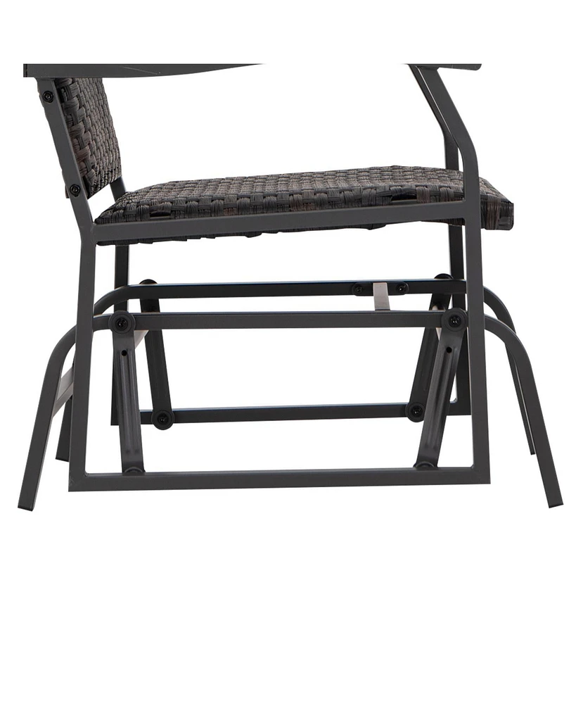 Skonyon 3 Piece Patio Gliding Set with Tempered Glass Coffee Table All Weather