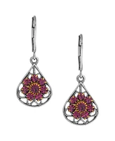 2028 Crystal Flower Filigree Fan Earrings