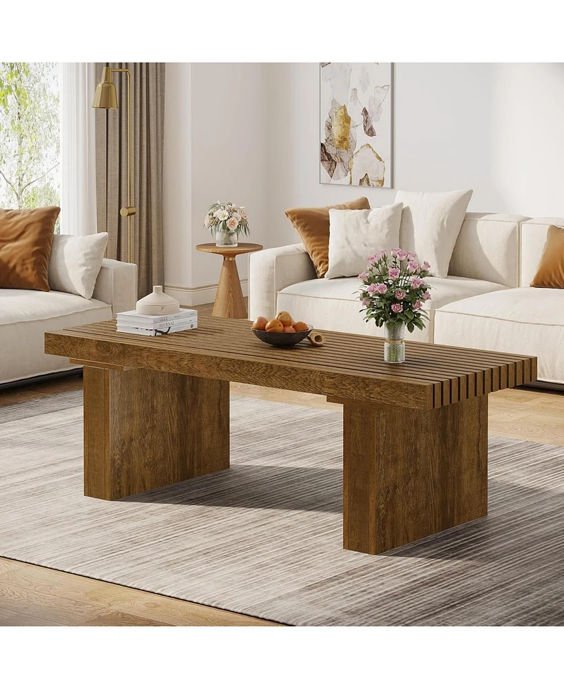 Tribesigns Rectangle Coffee Table: 47.24-Inch Wood Modern Coffee Table Cocktail Table for Living Room, Farmhouse Coffee Table Center Table Tea Table w