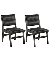 Pu dining chair, no armrest with wooden legs, suitable for kitchen, dining room, living room, bedroom and other occasions, set of 2