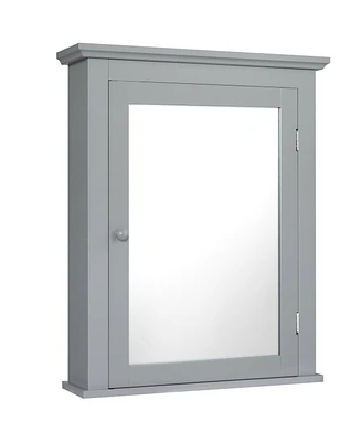 Bathroom Mirror Cabinet Wall Mounted Adjustable Shelf Medicine Storage-Gray