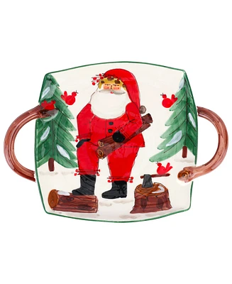 Vietri Old St. Nick Handled Square Platter