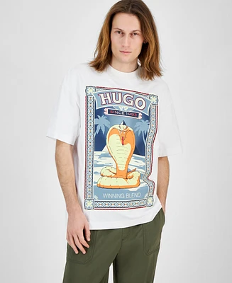 Hugo by Boss Men's Oversized Short Sleeve Crewneck Poster Graphic T-Shirt