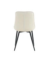 Streamdale Furniture Modern Creamy white Fabric Dining Chair with Stylish Grid Pattern