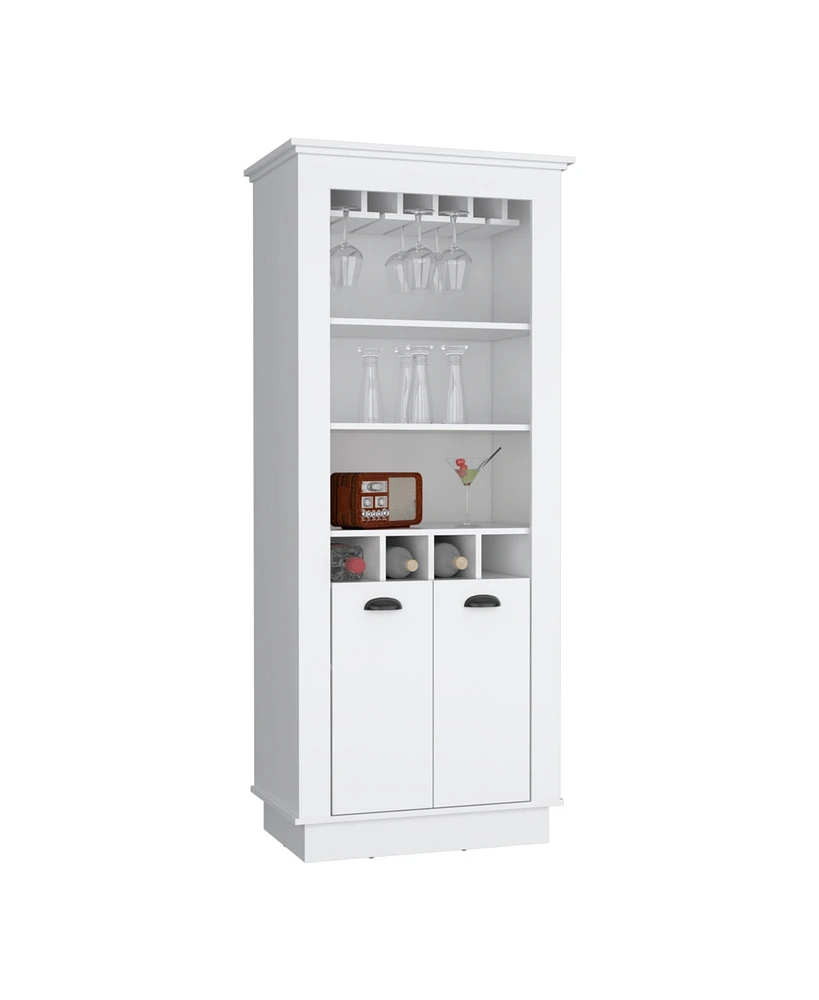 Gale Bar Cabinet Elegant Multi-Storage Unit with Built-in Bottle and Glass Racks, White
