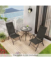 1 Pcs Patio Folding Dining Chair with 7-Level Adjustable High Backrest for Garden