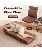 Folding Floor Chair with 14-Poistion Adjustable Backrest Adjustable Headrest