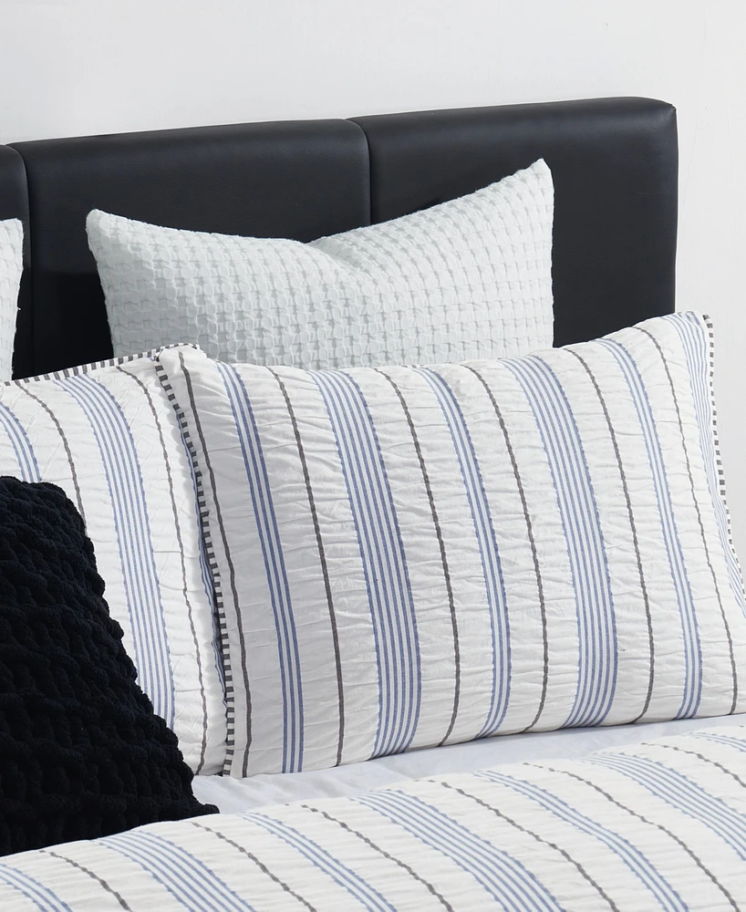 Dkny Seersucker Stripe 3 Piece Duvet Cover Set, King