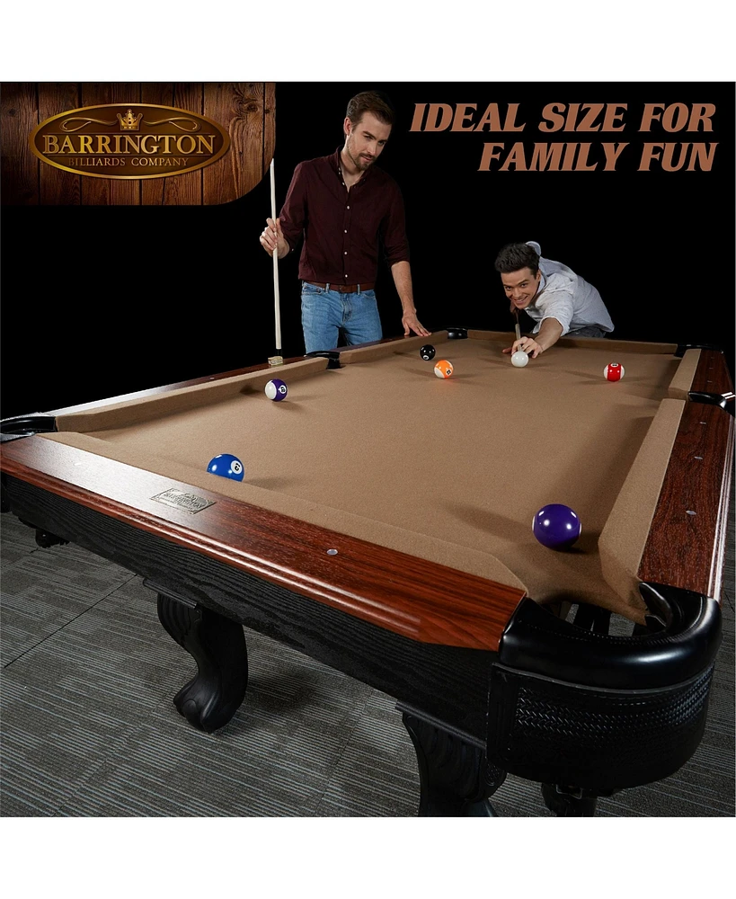 Barrington Billiards 7.5' Belmont Drop Pocket Table w/Pool Ball & Cue Stick Set