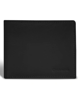 Champs Men's Onyx Collection Leather Zip Bi-Fold Wallet