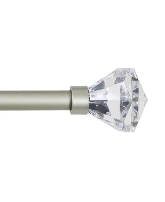 Kenney Nadia Premium Decorative Curtain Rod - Stylish 1 Inch Brushed Nickel with Elegant Diamond Finials