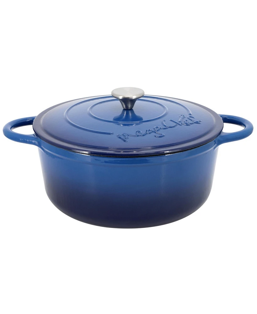 MegaChef 6.35 Quart Round Enameled Cast Iron Dutch Oven with Self Basting Lid