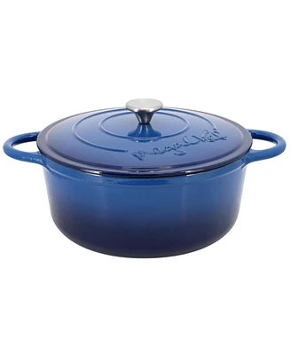 MegaChef 6.35 Quart Round Enameled Cast Iron Dutch Oven with Self Basting Lid