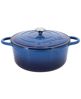 MegaChef 6.35 Quart Round Enameled Cast Iron Dutch Oven with Self Basting Lid