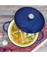 MegaChef 6.35 Quart Round Enameled Cast Iron Dutch Oven with Self Basting Lid