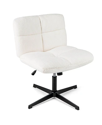 Armless Office Chair with Adjustable Height 360° Rotation Soft Faux Fabric Study