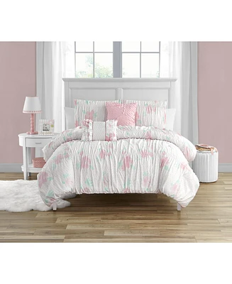 Alex + Bella Tabitha Smocked Pink 5-Piece Microfiber Comforter Set - Full