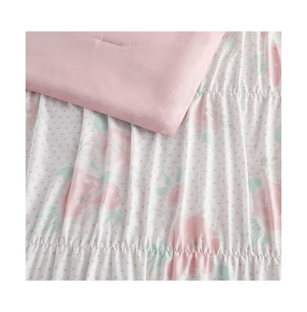Alex + Bella Tabitha Smocked Pink 4-Piece Microfiber Comforter Set - Twin