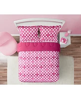 Alex + Bella Checkerboard Hearts Hot Pink 3-Piece Ultra Soft Microfiber Comforter Set - Full
