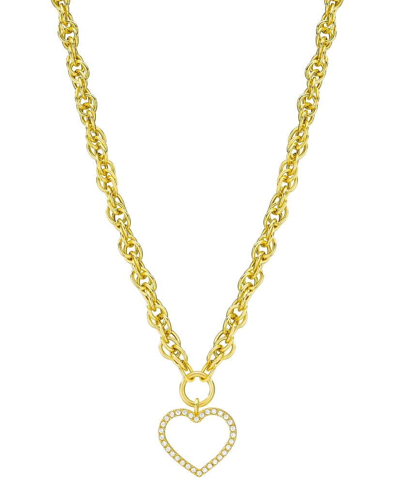 Diamond Open Heart Necklace (1/4 ct. t.w.) in 14k Gold-Plated Sterling Silver