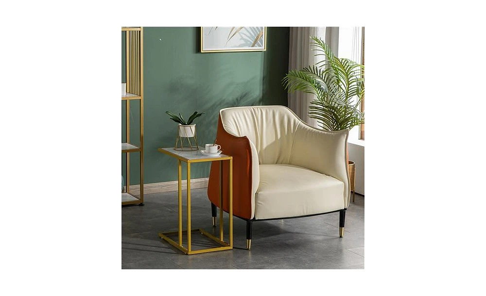 Marble Top C-Side Table – Compact Accent Table for Couch, Bed, or Small Apartment Decor