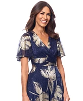Betsy & Adam Women's Crinkled Flutter-Sleeve Gown