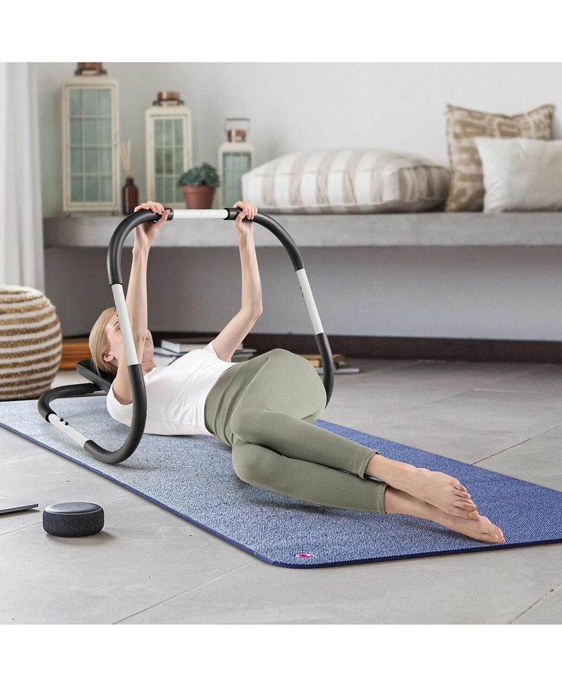 Hongge Portable Ab Trainer with Headrest and Foam Handle for Office Home Gym-White