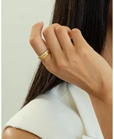 Sterling Silver 18k Gold Plated Sabrina Paved Band Ring Size 7 – Timeless Summer Band, Shimmering Detail, Chic Everyday Look