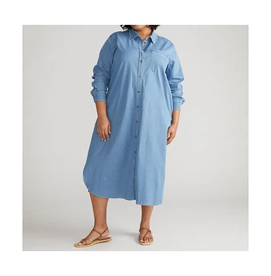 Universal Standard Women's Odeon Stretch Cotton Chambray Shirtdress