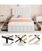 gaomon Full Bed Frame with Headboard and 4 Storage Drawers