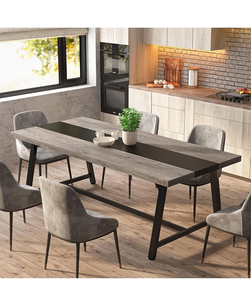 Tribesigns Dining Table for 8 People, 70.87-inch Rectangular Wood Kitchen Table with Strong Metal Frame, Industrial Large Long Dining Room Table for B
