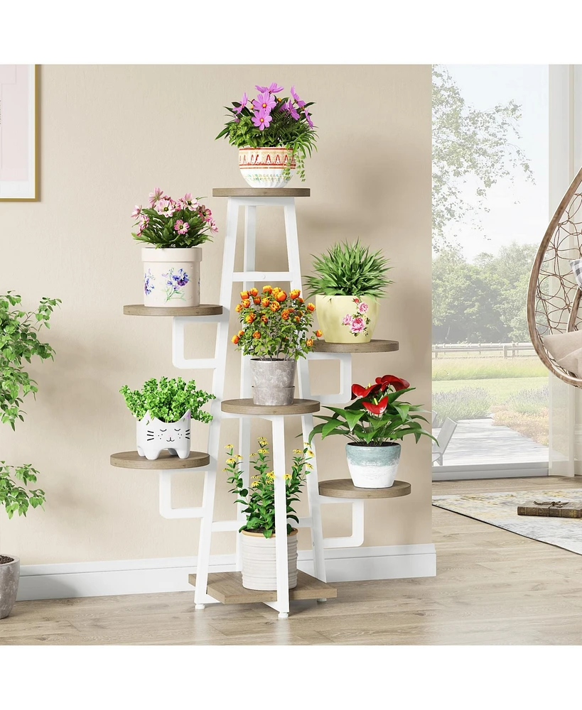 Tribesigns Wooden Corner Plant Pots Holder Rack Flower Stand Shelf Planter Organizer,7 Tier Indoor