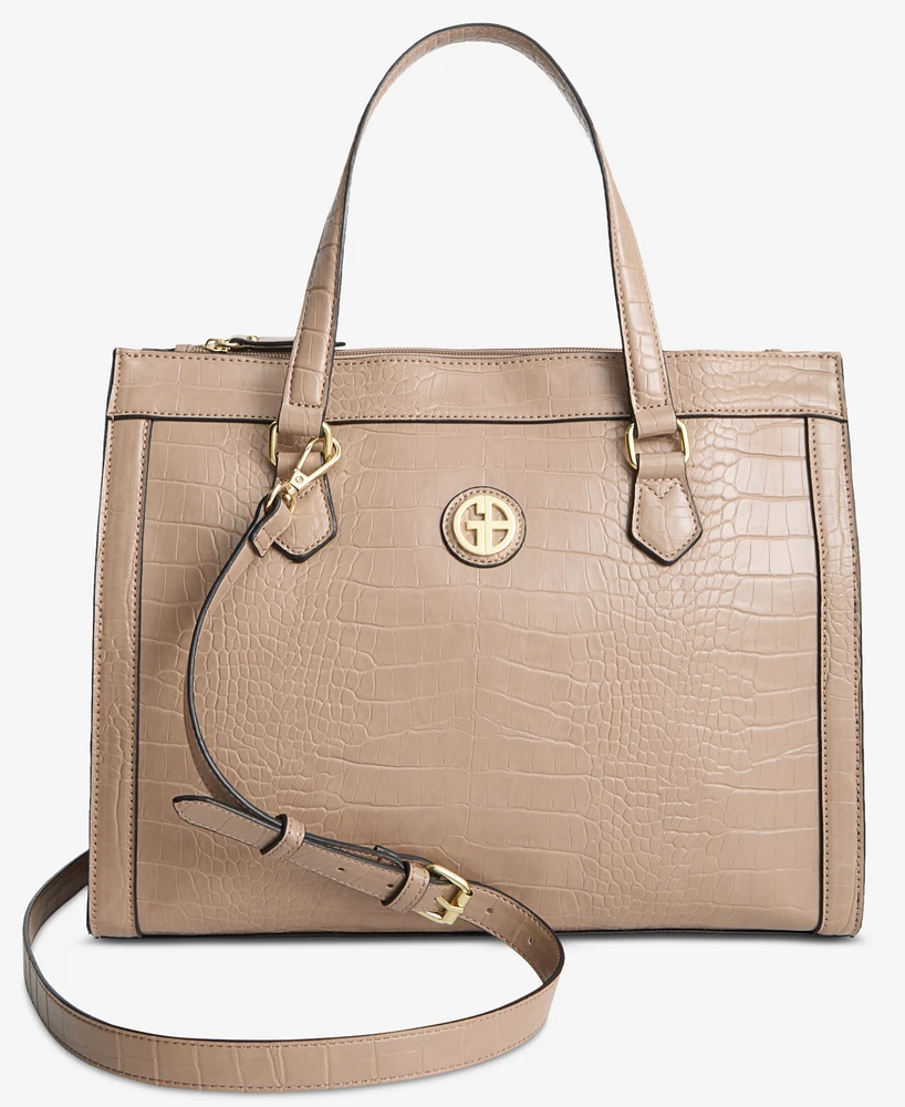 Giani Bernini Croc Medium Book Tote, Exclusively at Macy's